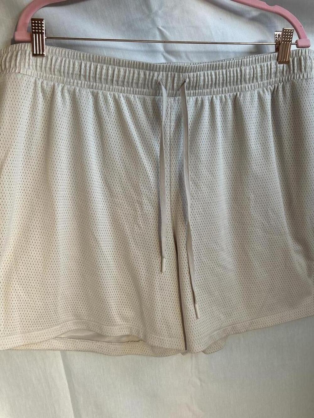 All In Motion Men's White and Cream Shorts